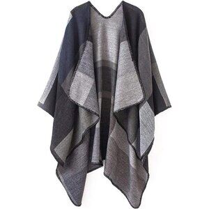 Women's Warm Shawl Wrap – Winter Cape Cardigan Sweater, Open Front Poncho